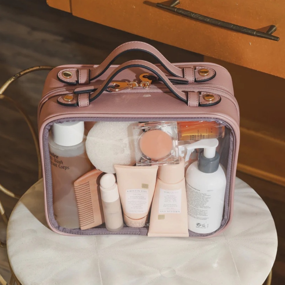 Calpak Medium Clear Cosmetics Case Mauve